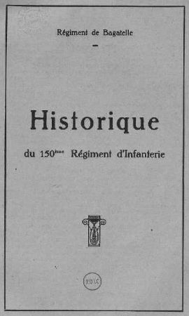 Historique 150 infanterie - Couverture